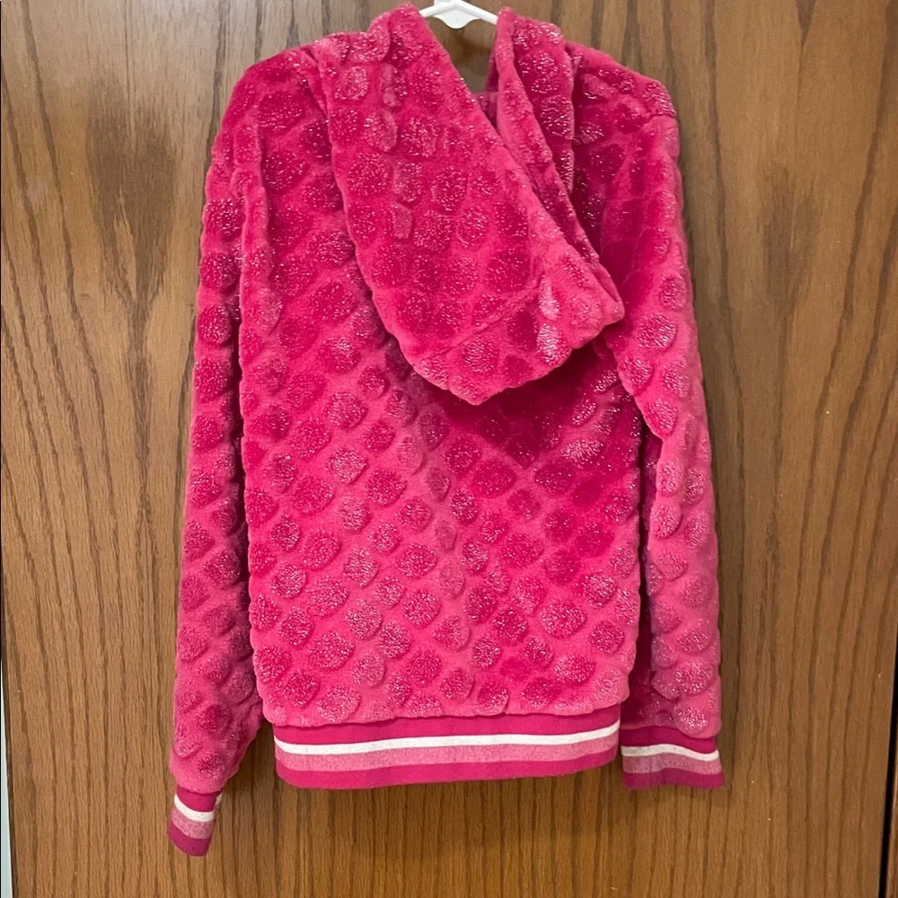 WONDER NATION UGC Girls Size Medium (7/8) Glittery Fuzzy Pink Kids Jacket Hoody - Picture 9 of 9